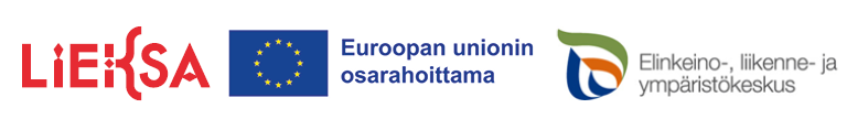 Logot Lieksan kaupunki, Euroopan unionin osarahoittama sekä Elinkeino-, liikenne- ja ympäristökeskus