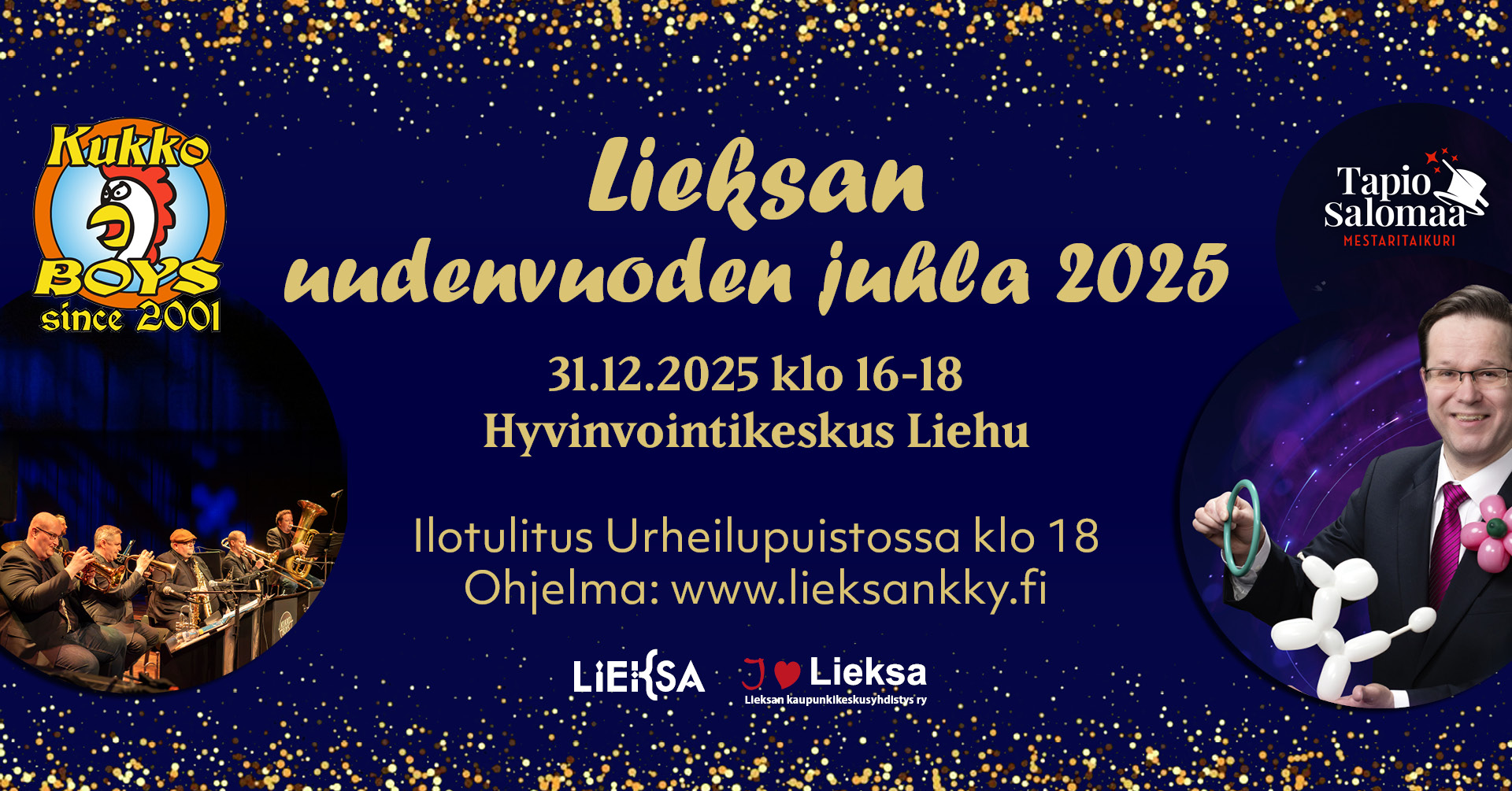 Lieksan uudenvuoden juhla 31.12.2025 Liehussa.
