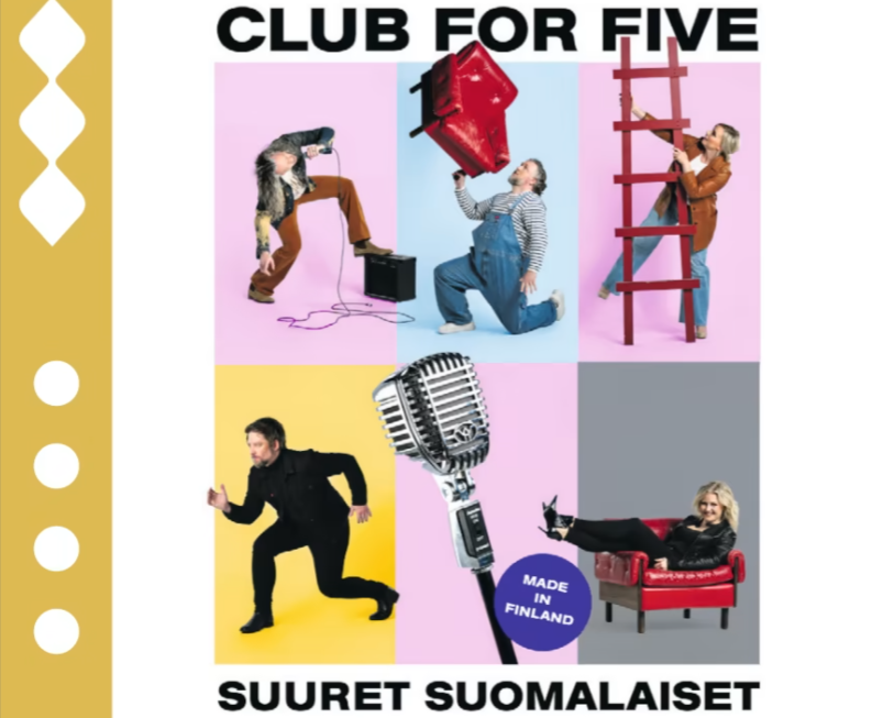 Club For Five ‑yhtyeen Suuret Suoma­lai­set ‑konsertti Lieksan kulttuu­ri­kes­kuk­sessa la 18.4.2026